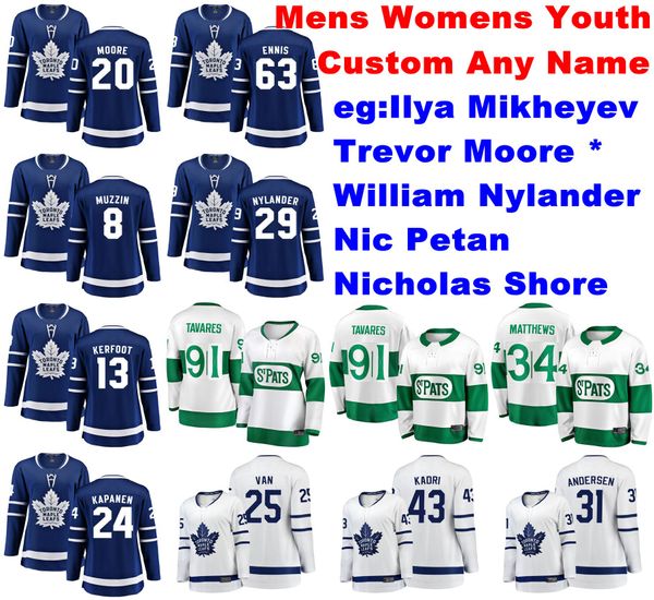 Mens Customize Toronto Maple Leafs Jerseys Ilya Mikheyev Jersey Nicholas Shore Trevor Moore Nic Petan Nylander Ice Hockey Jerseys Stitched
