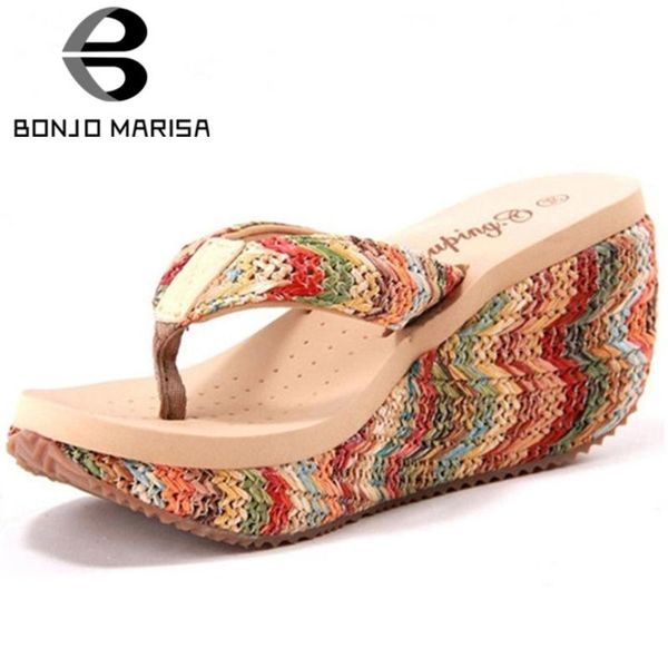 bonjomarisa 2020 new summer ethnic colorful flip flops sweet wedges slippers women summer casual platform shoes woman, Black
bonjomarisa 2020 new summer ethnic colorful flip flops sweet wedges slippers women summer casual platform shoes woman, Black