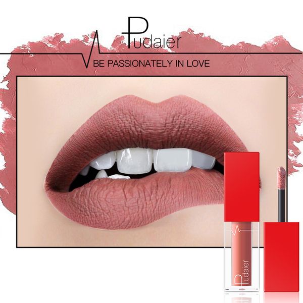 

pudaier 1pc 18 colors matte lip gloss cosmetics nude lip tint sense miss rose long lasting waterproof makeup lipgloss set