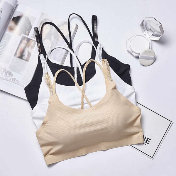 one-piece seamless bra women solid color bralette bra push up wireless cross straps bras for women ice silk wrapped h, White;black
one-piece seamless bra women solid color bralette bra push up wireless cross straps bras for women ice silk wrapped h, White;black