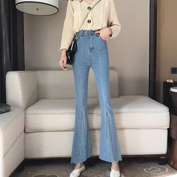 normov 2020 women korean autumn and winter jeans trousers stretch high waist slim flare pants stitching streetwear button jeans, Blue
normov 2020 women korean autumn and winter jeans trousers stretch high waist slim flare pants stitching streetwear button jeans, Blue