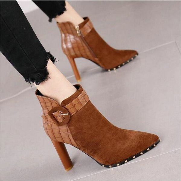 woman pointed toe thin heel high heels 8cm flock leather ankle boots zipper buckle boots a63-46 jy, Black
woman pointed toe thin heel high heels 8cm flock leather ankle boots zipper buckle boots a63-46 jy, Black