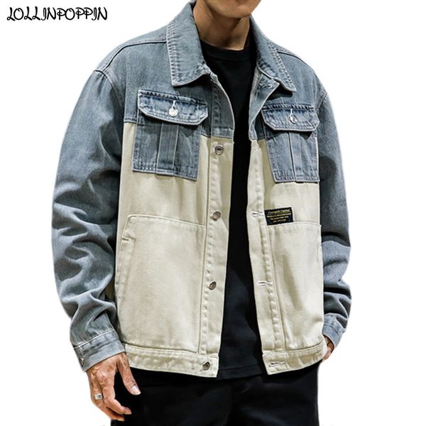 men patchwork denim jacket plus size mens loose denim coat with chest flap pockets cargo jean jacket, Black;brown
men patchwork denim jacket plus size mens loose denim coat with chest flap pockets cargo jean jacket, Black;brown