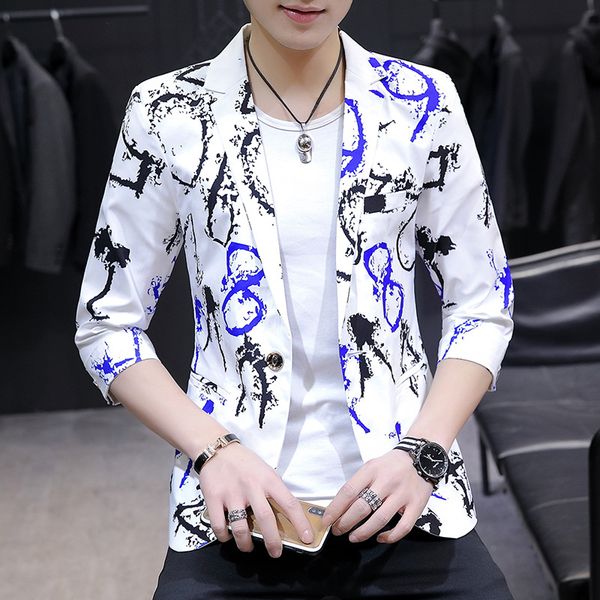 summer korean slim sleeve sleeve small suit blazer masculino costume homme imprim jacket, White;black
summer korean slim sleeve sleeve small suit blazer masculino costume homme imprim jacket, White;black