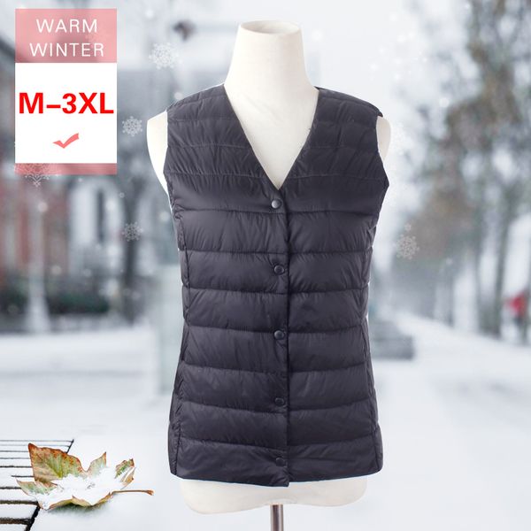 m-3xl new women ultra light short down vest female white duck down slim thin v-neck sleeveless coat warm windproof liner, Black
m-3xl new women ultra light short down vest female white duck down slim thin v-neck sleeveless coat warm windproof liner, Black