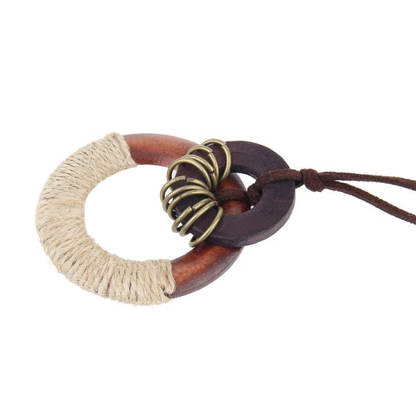 vintage wood circle pendant with hessian rope wrapped lady sweater necklace, Silver
vintage wood circle pendant with hessian rope wrapped lady sweater necklace, Silver