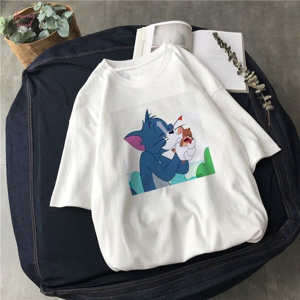 new funny cute cartoon summer tees harajuku ulzzang cat polyester and mouse kawaii print casual loose short sleeve chic women t, White
new funny cute cartoon summer tees harajuku ulzzang cat polyester and mouse kawaii print casual loose short sleeve chic women t, White