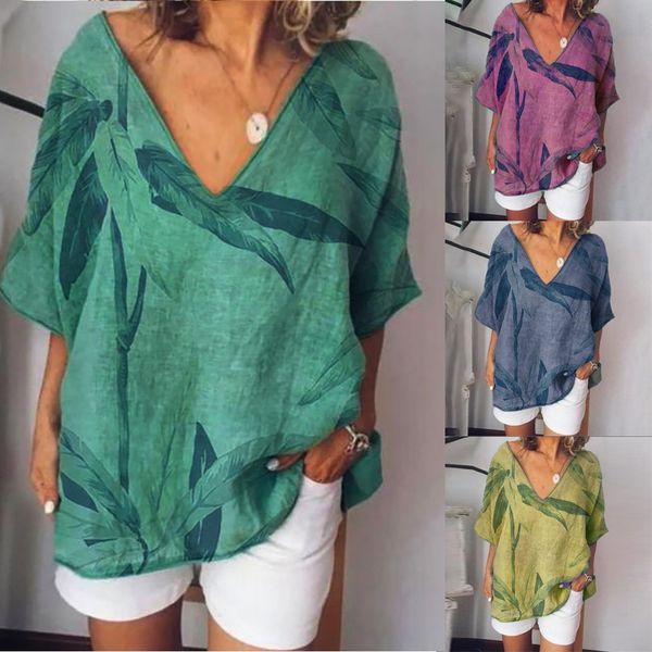 blouse 2019 fashion woman summer loose casual leaf print v-neck short sleeve short sleeve women plus size female clothes#5, White
blouse 2019 fashion woman summer loose casual leaf print v-neck short sleeve short sleeve women plus size female clothes#5, White