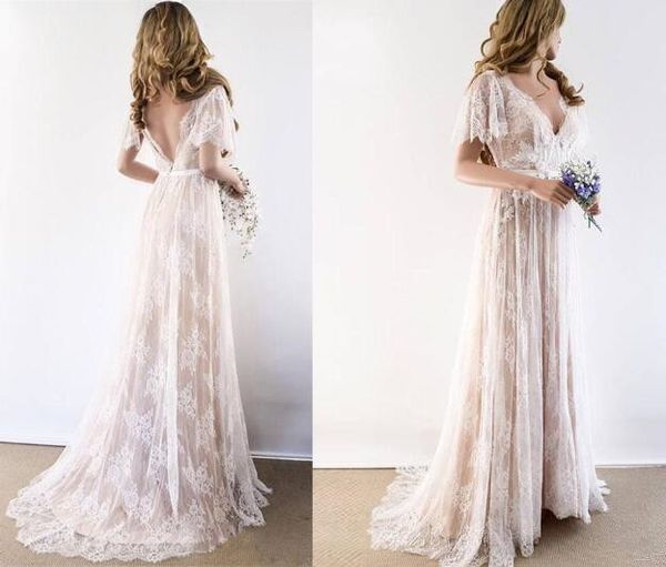 boho beach wedding dress 2020 v neck cap sleeve lace beach wedding gown backless custom made a-line bride dresses, White
boho beach wedding dress 2020 v neck cap sleeve lace beach wedding gown backless custom made a-line bride dresses, White
