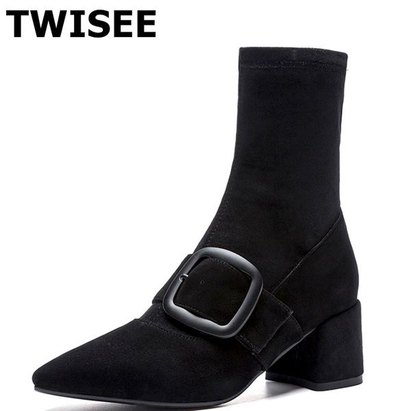 women mid calf boots concise selling autumn warm point toe pumps woman casual shoes comfort hoof heels slip on, Black
women mid calf boots concise selling autumn warm point toe pumps woman casual shoes comfort hoof heels slip on, Black