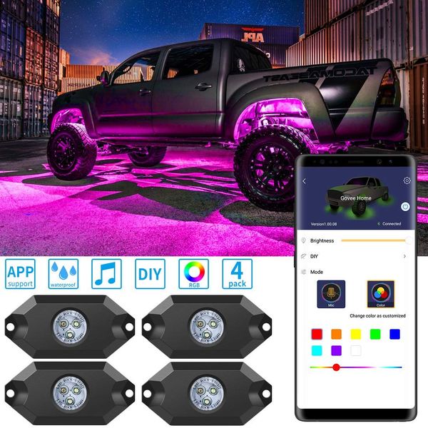rgb led rock lights 4 pods app control multi color lighting kit for jeep off road truck car atv suv
rgb led rock lights 4 pods app control multi color lighting kit for jeep off road truck car atv suv