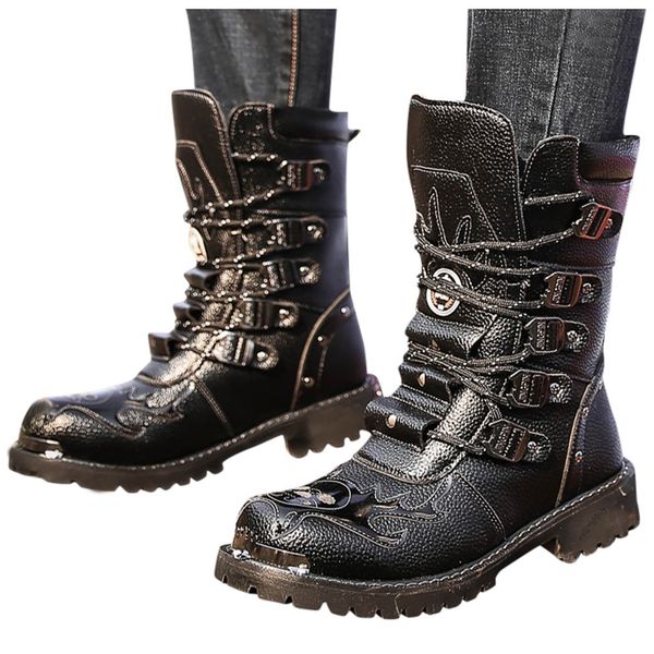 men western combat shoes outdoor mid calf length boot low-heel male cold-proof non-slip winter motorcycle boots wellingtons, Black
men western combat shoes outdoor mid calf length boot low-heel male cold-proof non-slip winter motorcycle boots wellingtons, Black