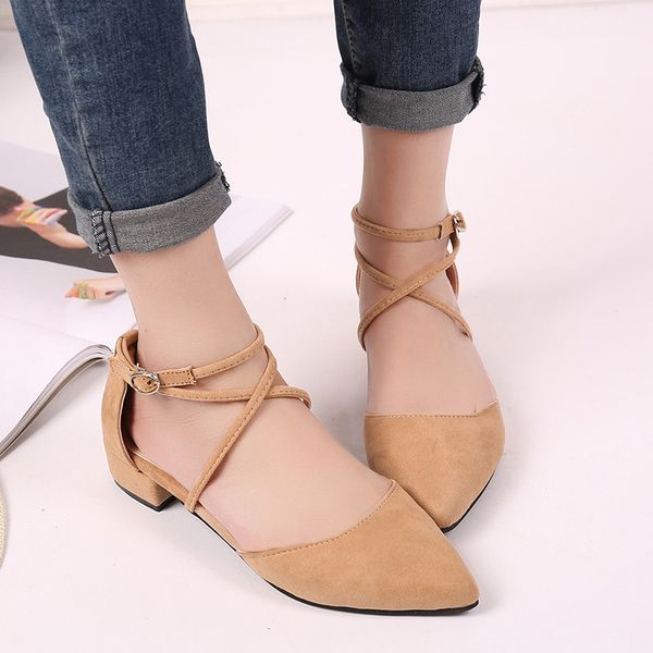 summer korean version of shallow mouth pointed low heel shoes thick heel sandals cross strap buckle single shoes suede female
summer korean version of shallow mouth pointed low heel shoes thick heel sandals cross strap buckle single shoes suede female