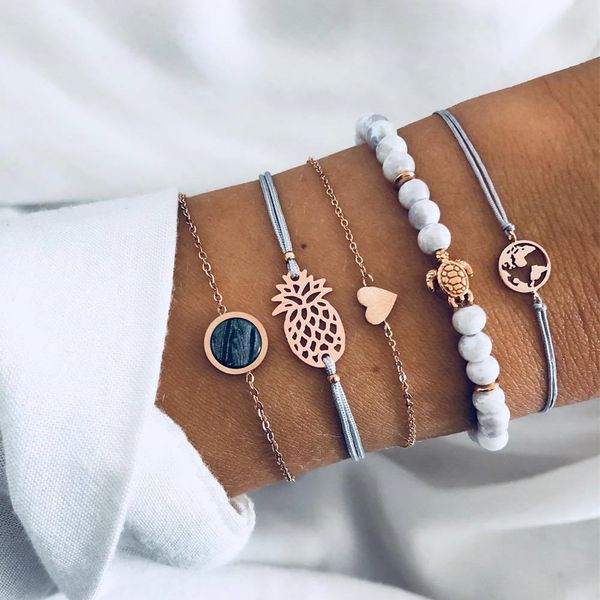 5pcs/set bohemian turtle map heart charm bracelets bangles sets for women vintage multilayer beads rope chain jewelry party gift, Golden;silver
5pcs/set bohemian turtle map heart charm bracelets bangles sets for women vintage multilayer beads rope chain jewelry party gift, Golden;silver