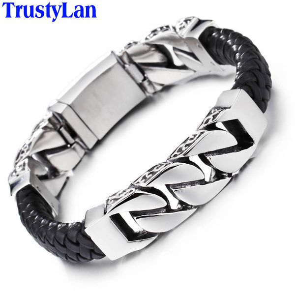 trustylan brand men's bracelets weaved leather never fade stainless steel wrap bracelet men fashion jewelry pulseras hombre, Golden;silver
trustylan brand men's bracelets weaved leather never fade stainless steel wrap bracelet men fashion jewelry pulseras hombre, Golden;silver