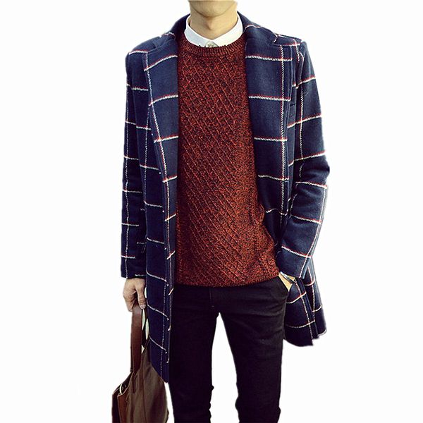 2018 autumn and winter fashion new men's casual thick plaid wool blends coat / men's long slim temperament trench coat, Black
2018 autumn and winter fashion new men's casual thick plaid wool blends coat / men's long slim temperament trench coat, Black