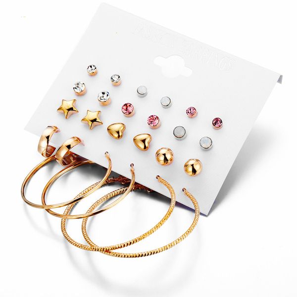 new fashion simple golden cute 12 piece stud earrings set crystal small star heart round zircon earrings stud for woman, Golden;silver
new fashion simple golden cute 12 piece stud earrings set crystal small star heart round zircon earrings stud for woman, Golden;silver