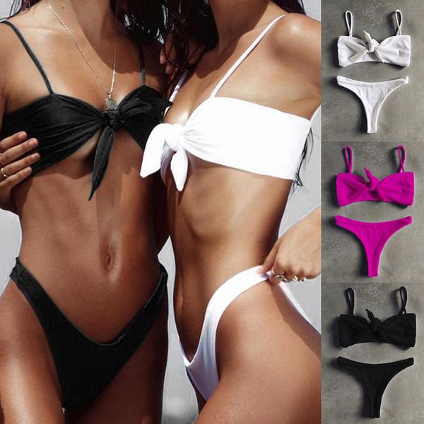 

muqgew femme bikini set solid swimwear bandage swimsuits high waist bikini beachwear maillot de bain femme 2019 new