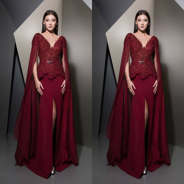 ziad nakad 2019 gorgeous evening dresses v neck lace appliques front split prom gowns sweep train mermaid formal party dresses, Black;red
ziad nakad 2019 gorgeous evening dresses v neck lace appliques front split prom gowns sweep train mermaid formal party dresses, Black;red
