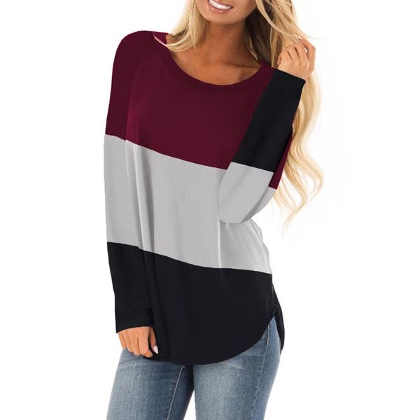 spring and autumn new women's base shirt europe crew neck long sleeves contrast stitching wild loose t-shirt women, White
spring and autumn new women's base shirt europe crew neck long sleeves contrast stitching wild loose t-shirt women, White