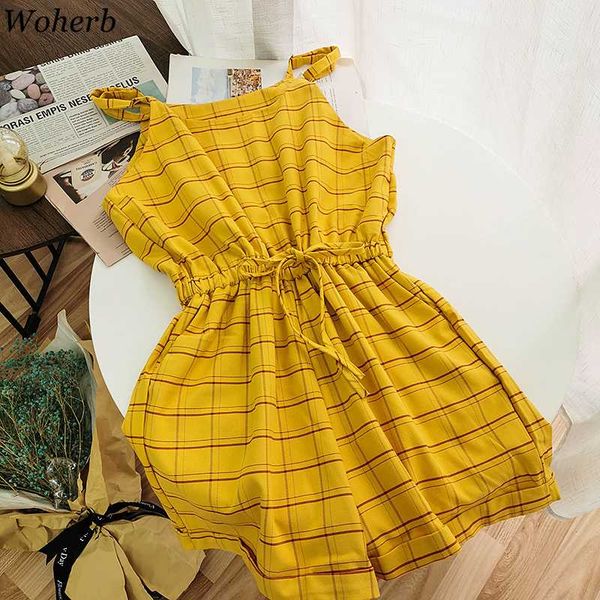 woherb rompers womens jumpsuit 2020 new fashion casual bodysuit sling high waist lace up playsuit sweet plaid korean clothes, Black;white
woherb rompers womens jumpsuit 2020 new fashion casual bodysuit sling high waist lace up playsuit sweet plaid korean clothes, Black;white