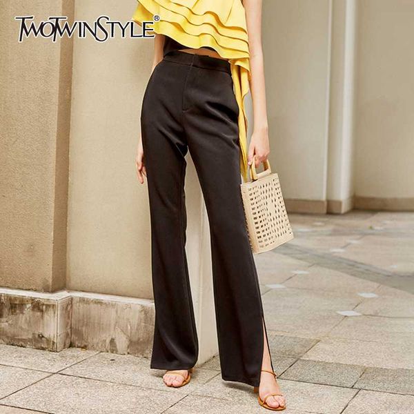twotwinstyle casual loose side split women pants high waist elegant flare long pant for female fashion clothes 2020 summer tide, Black;white
twotwinstyle casual loose side split women pants high waist elegant flare long pant for female fashion clothes 2020 summer tide, Black;white