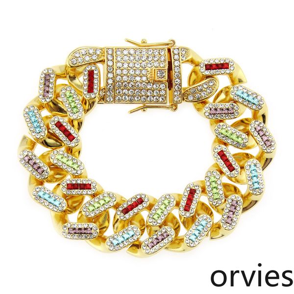 european and american hip-hop diamond-encrusted men's cool bracelet hiphop miami cuban bracelet width 22mm, Black
european and american hip-hop diamond-encrusted men's cool bracelet hiphop miami cuban bracelet width 22mm, Black