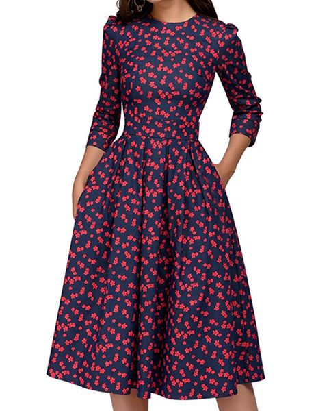 simple flavor women's floral vintage dress elegant midi a line evening dress 3/4 sleeves, White;black
simple flavor women's floral vintage dress elegant midi a line evening dress 3/4 sleeves, White;black