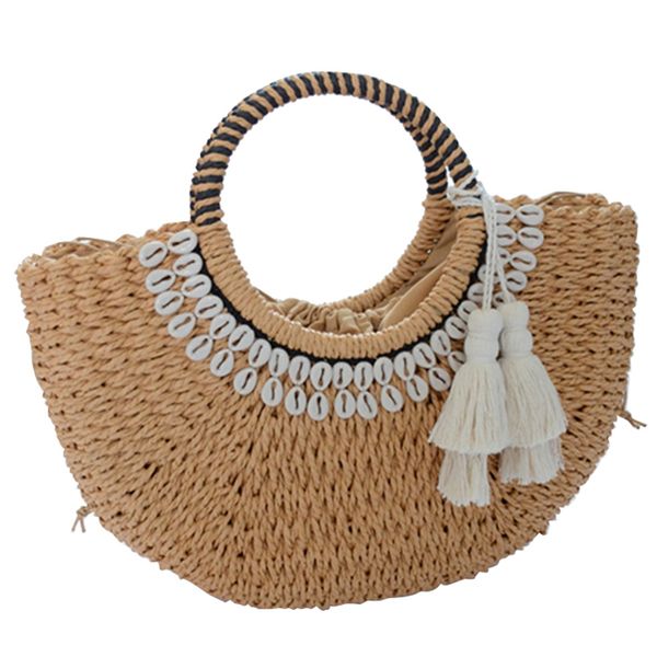ladies fashion new shell straw bag tassel decoration portable woven beach handbag
ladies fashion new shell straw bag tassel decoration portable woven beach handbag