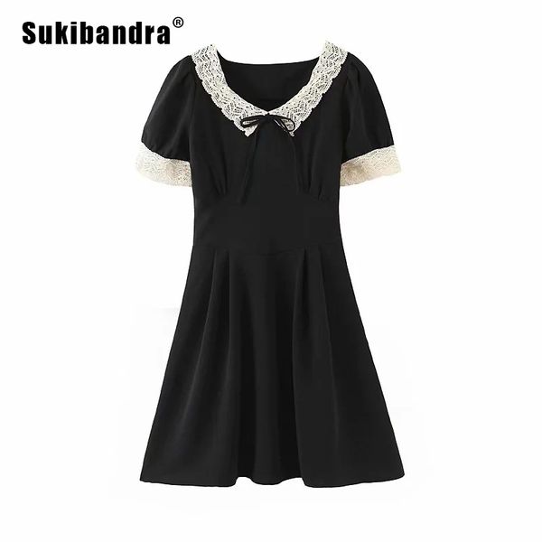 sukibandra 2020 summer short sleeve vintage black lace dress elegant women party a line sweet dresses korean style casual dress, Black;gray
sukibandra 2020 summer short sleeve vintage black lace dress elegant women party a line sweet dresses korean style casual dress, Black;gray