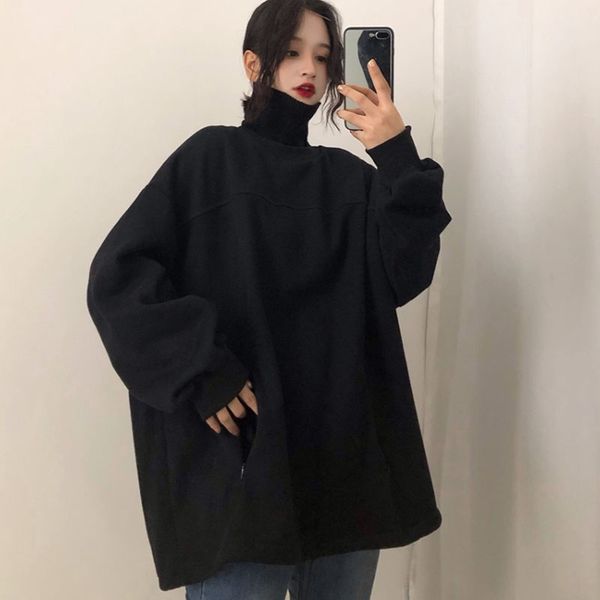 hoodies women thicker plus velvet solid false two-piece turtleneck pocket loose oversize long style womens hoodie leisure simple, Black
hoodies women thicker plus velvet solid false two-piece turtleneck pocket loose oversize long style womens hoodie leisure simple, Black