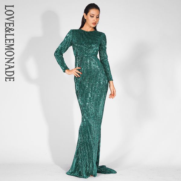 love&lemonade 0-neck high waist elastic pleated sequins fishtail shape party long dress lm81620 green, Black;gray
love&lemonade 0-neck high waist elastic pleated sequins fishtail shape party long dress lm81620 green, Black;gray