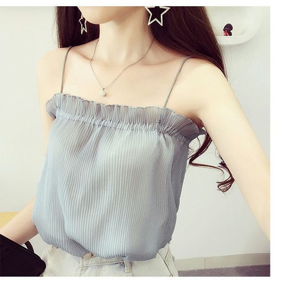 female chiffon little fresh women wearing holiday folded bottom vest outside summer in 2019, White
female chiffon little fresh women wearing holiday folded bottom vest outside summer in 2019, White