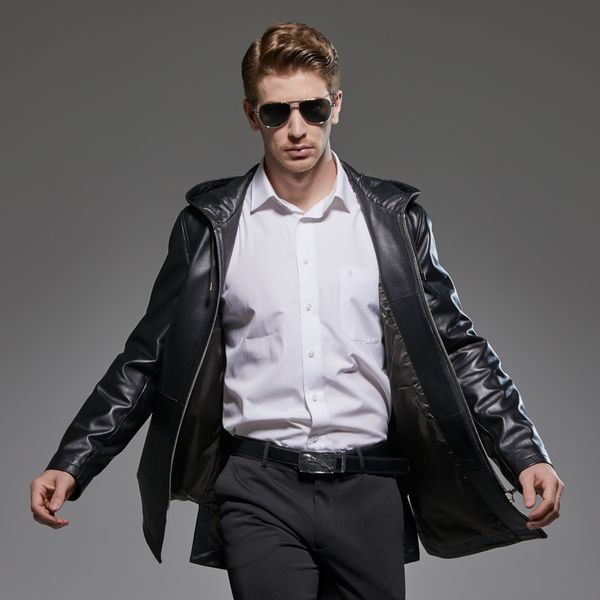 men's leather & faux plus size 2021 genuine jacket hooded 200% sheepskin coat long windbreaker chaqueta cuero hombre 292822 kj2222, Black
men's leather & faux plus size 2021 genuine jacket hooded 200% sheepskin coat long windbreaker chaqueta cuero hombre 292822 kj2222, Black