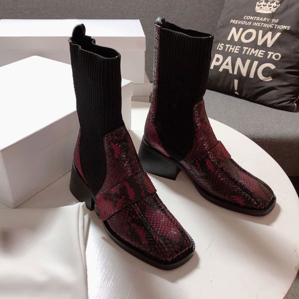 brand stretch knit snake leather boots luxury designer women's platform black white stitching camouflage leather half boots fashion sne
brand stretch knit snake leather boots luxury designer women's platform black white stitching camouflage leather half boots fashion sne