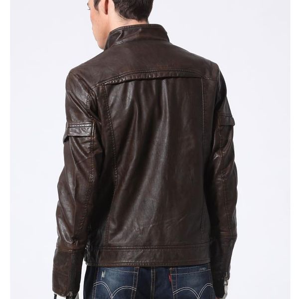 men fashion new motorcycle leather jacket autumn and winter warm punk style outwear street clothes, Black 
men fashion new motorcycle leather jacket autumn and winter warm punk style outwear street clothes, Black
