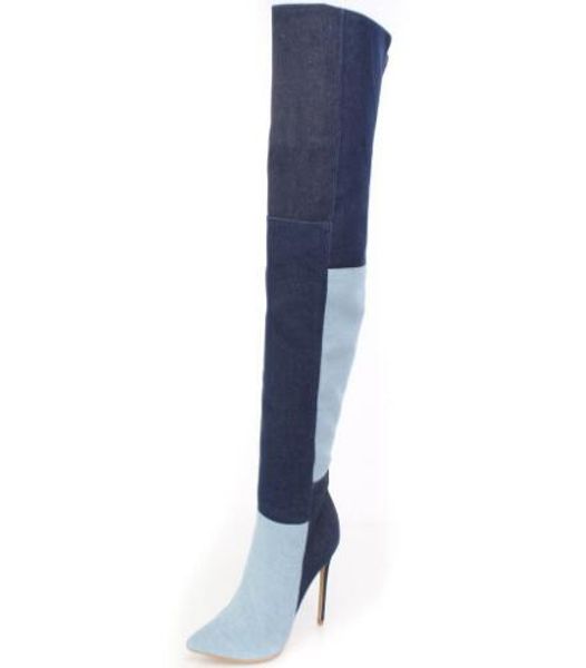 woman spring and fall denim over-the-knee long boots ladies mixed colors pointed toe thin high heel thight boots size 35-43, Black
woman spring and fall denim over-the-knee long boots ladies mixed colors pointed toe thin high heel thight boots size 35-43, Black