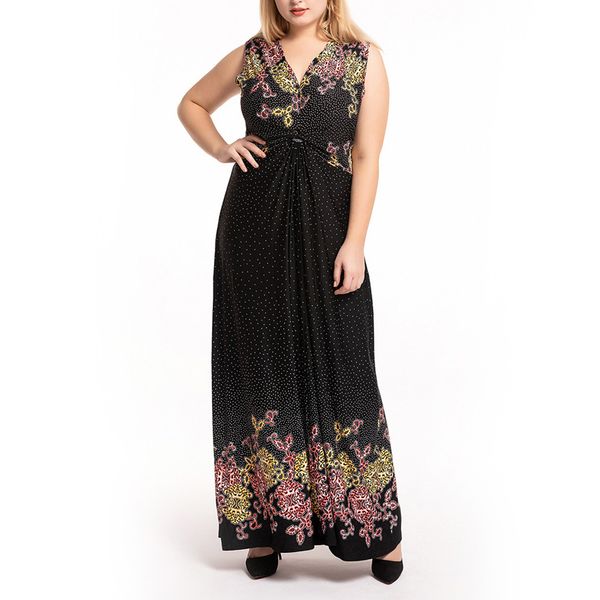 new arrival selling plus size 5xl sleeveless print dress floor length polyester women maxi dress, Black;gray
new arrival selling plus size 5xl sleeveless print dress floor length polyester women maxi dress, Black;gray