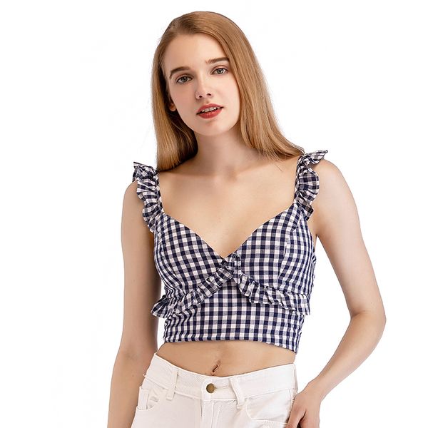 chicways summer tanks backless gingham ruffled crop check plaid v-neck sweetheart holiday short zipper back 2018, White
chicways summer tanks backless gingham ruffled crop check plaid v-neck sweetheart holiday short zipper back 2018, White
