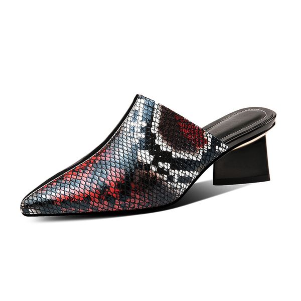 slippers women mules shaped high heels pointed toe serpentine genuine leather shoes black outside slides
slippers women mules shaped high heels pointed toe serpentine genuine leather shoes black outside slides