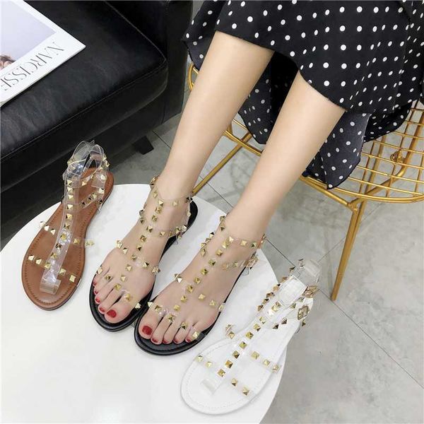 new women sandals transparent flat t-strap rivet beach sandals summer gladiator open toe clear jelly shoes ladies roman, Black
new women sandals transparent flat t-strap rivet beach sandals summer gladiator open toe clear jelly shoes ladies roman, Black