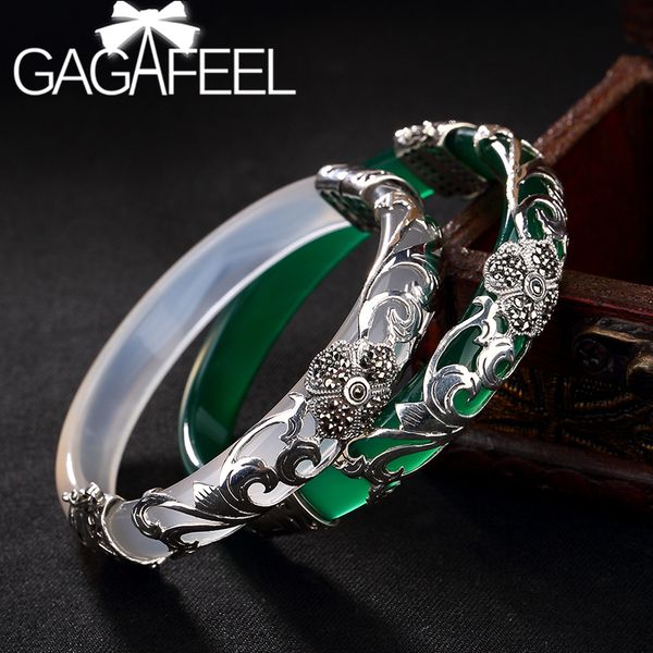 gagafeel s925 sterling silver bangles four-leaf clover marcasite inlaid chalcedony ladies high-end wild bracelet women, Black
gagafeel s925 sterling silver bangles four-leaf clover marcasite inlaid chalcedony ladies high-end wild bracelet women, Black