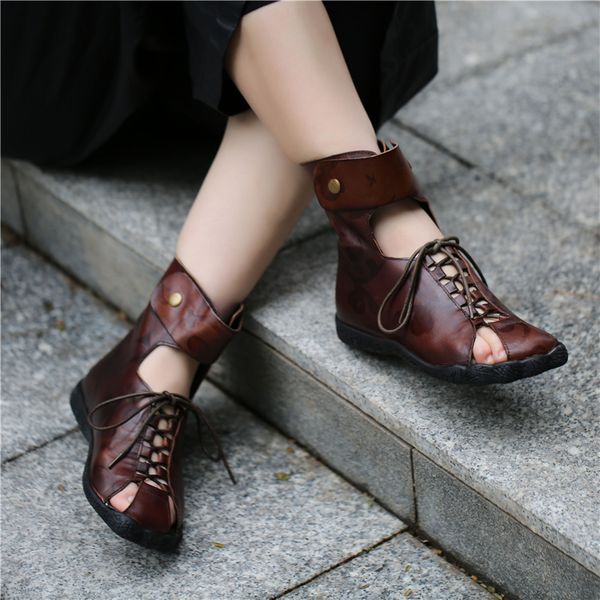 women gladiator boots sandals genuine leather retro summer shoes 2019 rome handmade women leather ankle boots hollow out shoes, Black
women gladiator boots sandals genuine leather retro summer shoes 2019 rome handmade women leather ankle boots hollow out shoes, Black