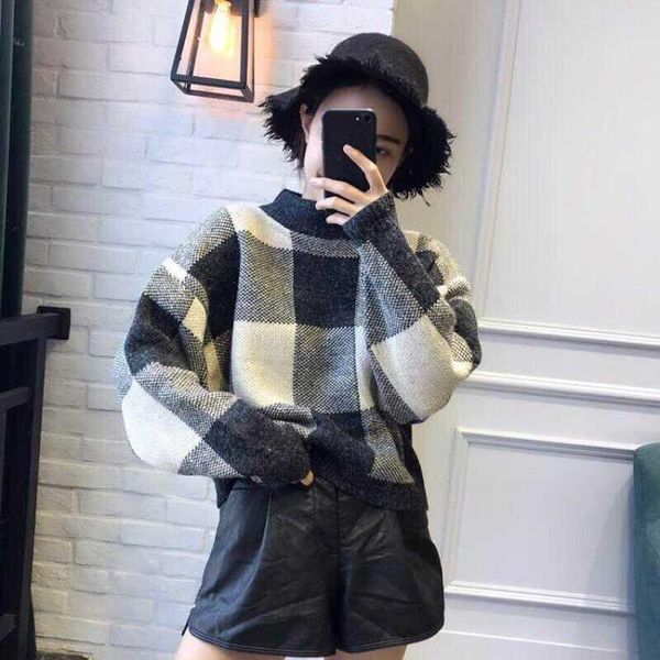 women's sweaters women plaid short sweater pullover cold-proof long-sleeved warm knit cashmere round neck autumn and winter, White;black
women's sweaters women plaid short sweater pullover cold-proof long-sleeved warm knit cashmere round neck autumn and winter, White;black