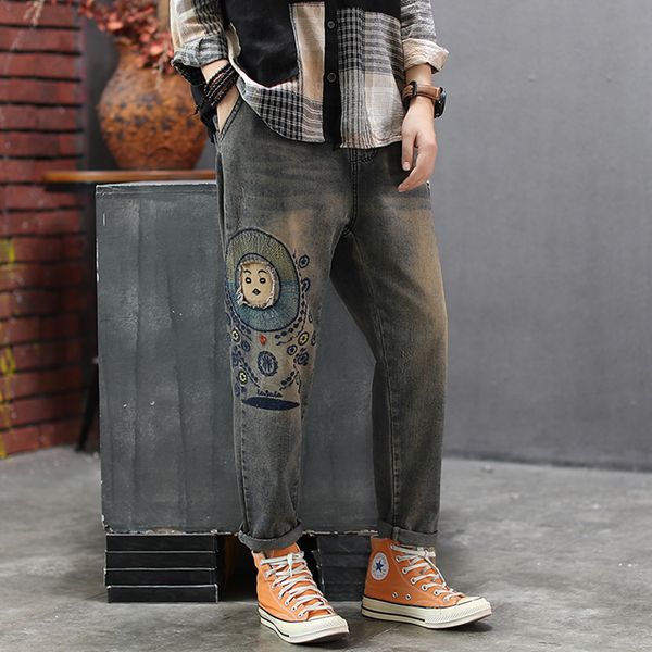 women jeans denim pants cartoon embroidery bleached fashion casual long big loose for autumn spring az62181719, Blue
women jeans denim pants cartoon embroidery bleached fashion casual long big loose for autumn spring az62181719, Blue