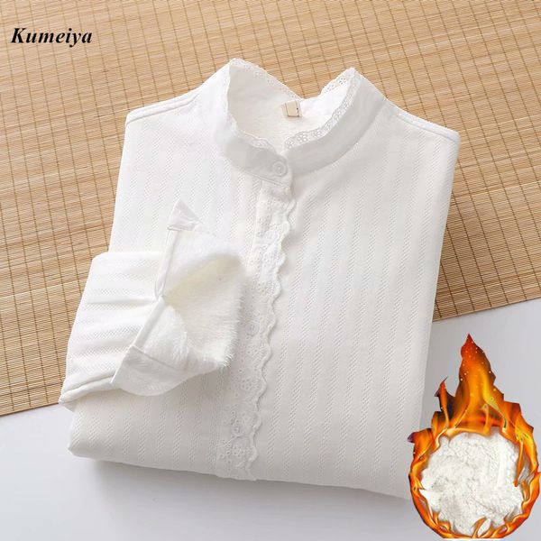 100% cotton winter plus velvet thick white blouse women slim fashion hollow out lace up casual long sleeve office shirt lady top
100% cotton winter plus velvet thick white blouse women slim fashion hollow out lace up casual long sleeve office shirt lady top