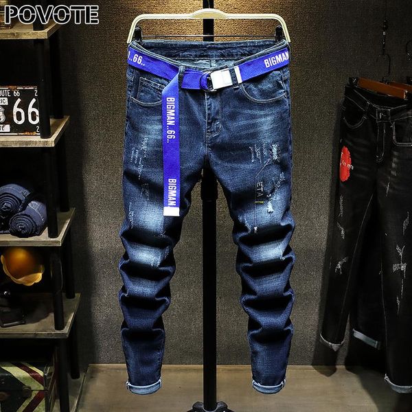 povote 2020 new men's pierced embroidery jeans men's fashion brand slim print leggings trend casual pants men's jeans blue t2, Black
povote 2020 new men's pierced embroidery jeans men's fashion brand slim print leggings trend casual pants men's jeans blue t2, Black