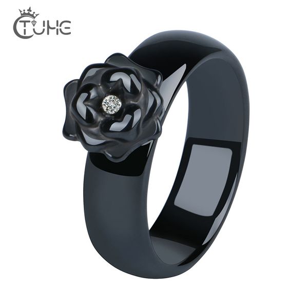 new rose shape plant rings jewelry black white 6mm width ceramic rings with big crystal elegant style wedding jewelry anillos, Golden;silver
new rose shape plant rings jewelry black white 6mm width ceramic rings with big crystal elegant style wedding jewelry anillos, Golden;silver