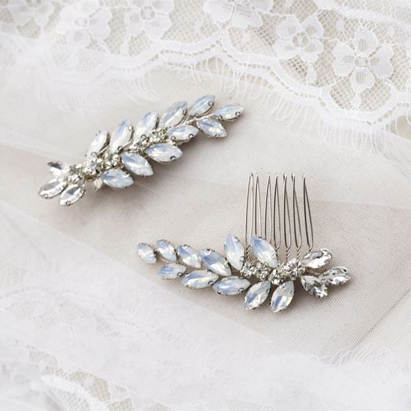 rosebridalpark bridal wedding crystal opal leaf hair pins combs handmade headpiece brides women hair jewelry accessories 2pcs, Golden;white
rosebridalpark bridal wedding crystal opal leaf hair pins combs handmade headpiece brides women hair jewelry accessories 2pcs, Golden;white
