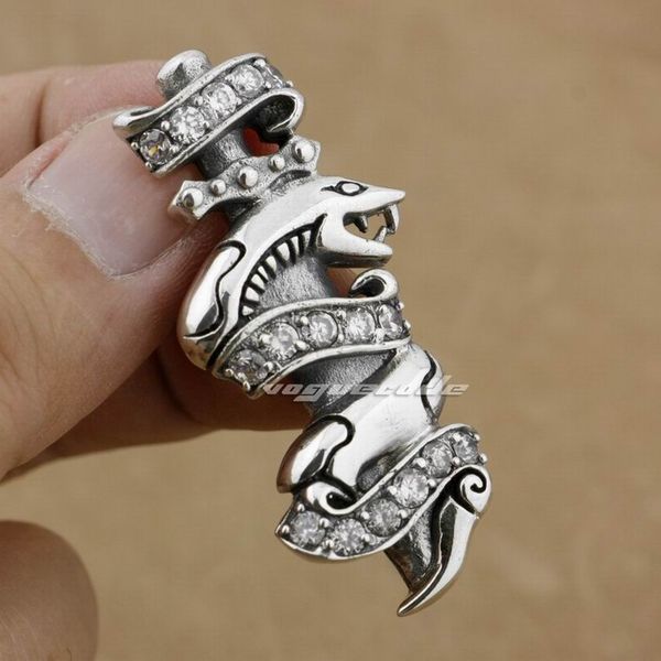 925 sterling silver white cz stone snake mens biker rock punk pendant 9h022 just pendant
925 sterling silver white cz stone snake mens biker rock punk pendant 9h022 just pendant